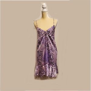 Women's Strappy Sleeveless V-Neck Silky Purple Dress Sz S EUC